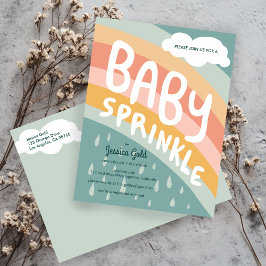 Cartão Postal De Convite BABY SPRINKLE Cute Clouts Rainbow Rain Personaliza