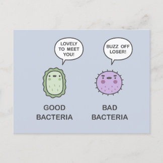 Cartão Postal De Convite Bacterias Boas, Bactérias Más
