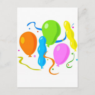 Cartão Postal De Convite Balões de Festa de aniversário coloridos
