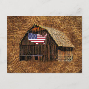 Cartão Postal De Convite Bandeira Americana do Barn Russo