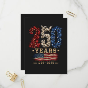 Cartão Postal De Convite Bandeira Patriótica Águia Americana 250 Anos