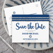 Bar Mitzvah Salve a Data Tallit Azul Marinho Scrip