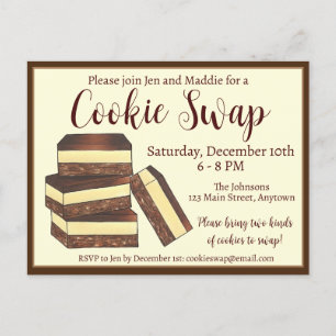 Cartão Postal De Convite Bares canadenses Nanaimo Swap de Biscoito de Natal