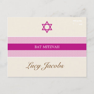 Cartão Postal De Convite BAT MITZVAH: Menina 1