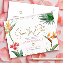 Bat Mitzvah Tropical Salvar Data Floral Dourado Sc