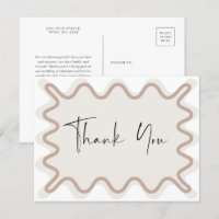 Beige Taupe Border Obrigado postal