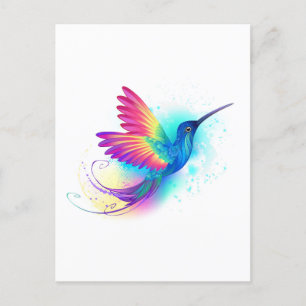Cartão Postal De Convite Beija-flor Arco-íris Exótico