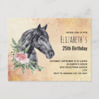 Bela Cabeça de Cavalo Negro, Watercolor Aniversári