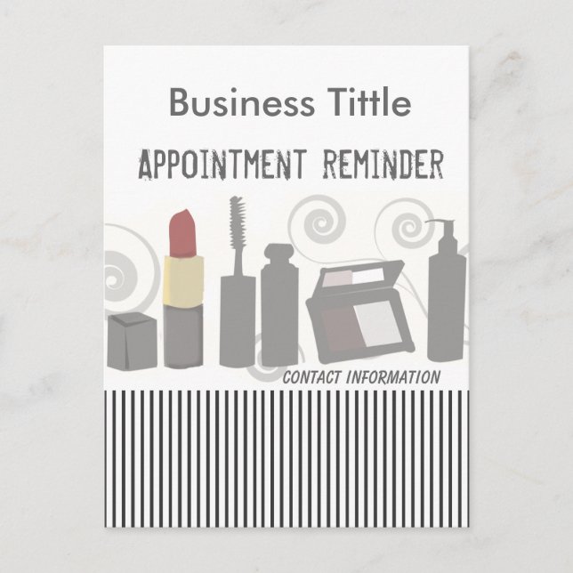 Cartão Postal De Convite Beleza da Moda de Festa Chique Maquiagem & Facial (Frente)