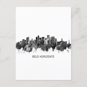 Cartão Postal De Convite Belo Horizonte Brasil Skyline BW