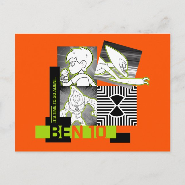 Cartão Postal De Convite Ben 10 - É hora de ir Alienígena (Frente)