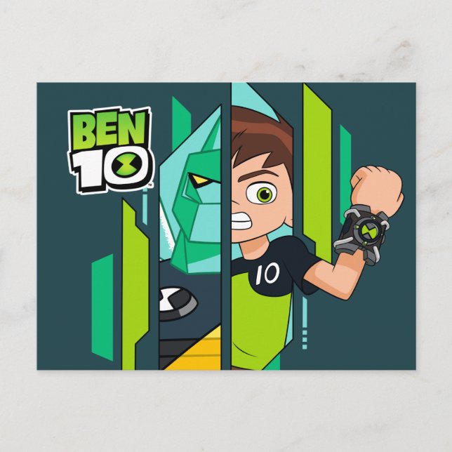 Cartão Postal De Convite Ben 10 Transformação de DNA Diamondhead (Frente)