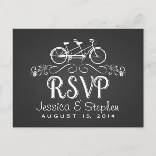 Cartão Postal De Convite Bicicleta RSVP Tandem para resposta de dois painéi