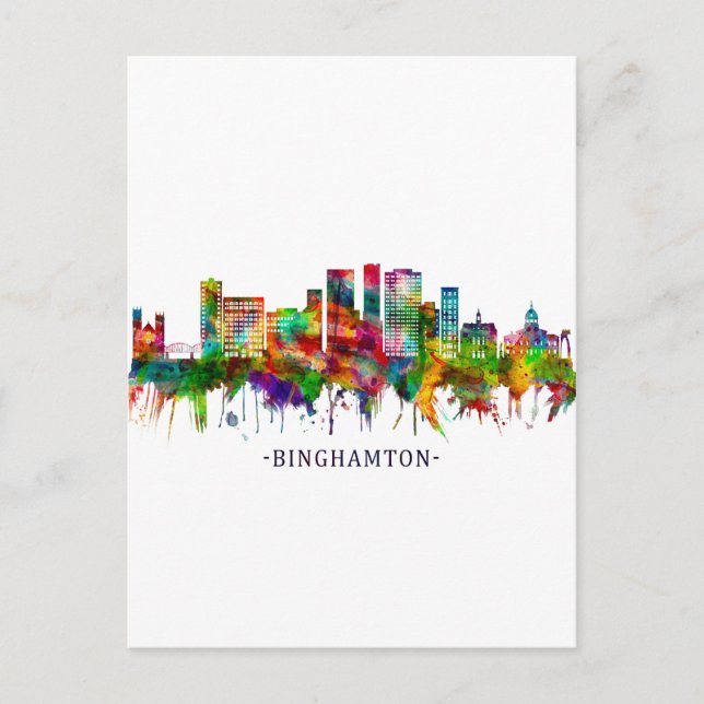 Cartão Postal De Convite Binghamton New York Skyline (Frente)
