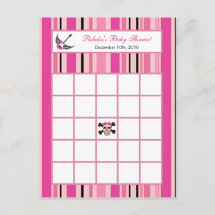 Cartão Postal De Convite Bingo Card Girl Pink Punk Rock Guitar