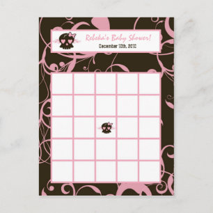 Cartão Postal De Convite Bingo Card Girl Pink Punk Rock Skull Flam