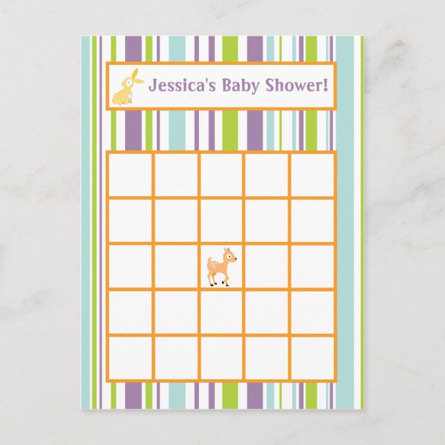 Cartão Postal De Convite Bingo Card Gravável Furry Woodland (Frente)