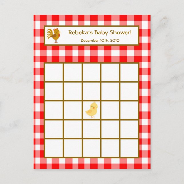 Cartão Postal De Convite Bingo Card Red Barn Farm (Frente)