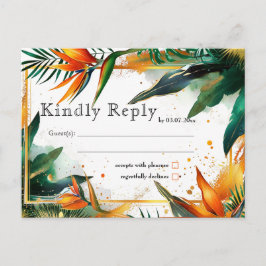 Cartão Postal De Convite Birds of Paradise Bliss RSVP