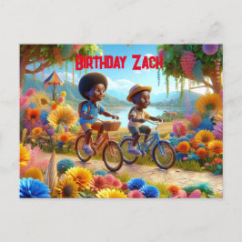 Cartão Postal De Convite Birthday on a Bike