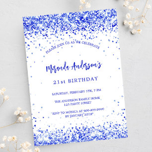 Cartão Postal De Convite Birthday Real Blue White elegante