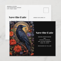 Black Raven com Flores Gótico Salvar Data
