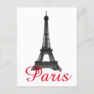 Cartão Postal De Convite Black White Eiffel Tower Paris Love City Viagem