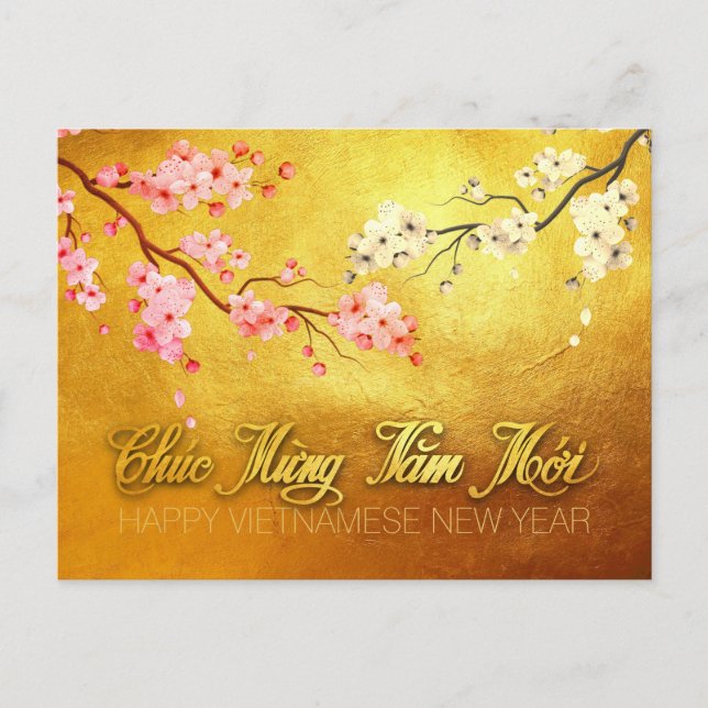 Cartão Postal De Convite Blossom Tet Hoa Anh Dao Vietnamita Ano Novo HHP (Frente)