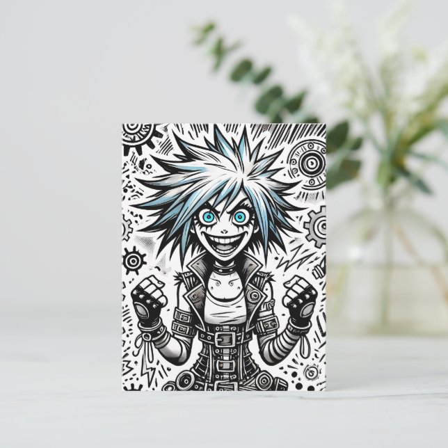 Cartão Postal De Convite blu_eye original de arte animada animada (Em pé/Frente)