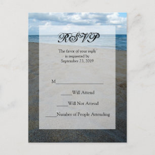 Cartão Postal De Convite Blue and Brown Sands ~ Beach Weding RSVP Reply