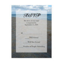 Blue and Brown Sands ~ Beach Weding RSVP Reply