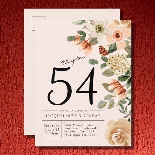 Cartão Postal De Convite Blush Vintage Floral Birday