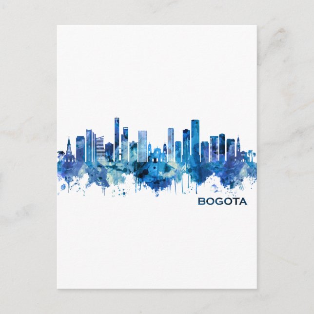 Cartão Postal De Convite Bogotá Colombia Skyline Blue (Frente)