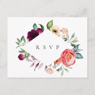 Cartão Postal De Convite Bohemian Blooms Quadro de Casamento RSVP Pedido de