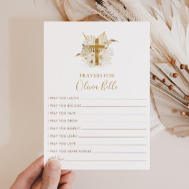 Cartão Postal De Convite Boho Baptism Prayer Card Prayers para Bebê