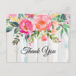 Cartão Postal De Convite boho floral, aniversário floral obrigado postal