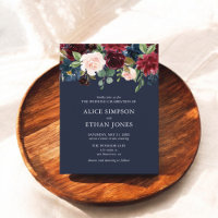 Boho Marinho Azul Borgonha Floral Casamento