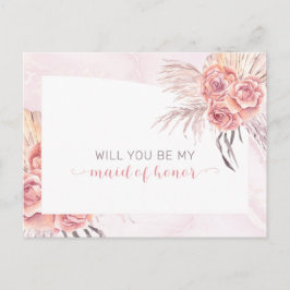 Cartão Postal De Convite Boho Pampas Grass |Solicitação de Madrinha de casa