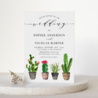 Boho Potted Succulents and Cactus QR Code Wedding