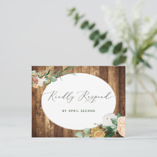 Cartão Postal De Convite Boho Rustic Farmhouse Barn Casamento RSVP