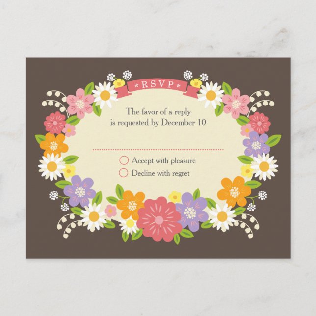 Cartão Postal De Convite Boho Rustic Floral Wreath Wedding (Frente)