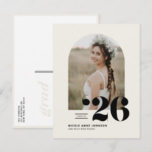 Cartão Postal De Convite Boho Turma de 2026 Foto de Formatura Arquivada