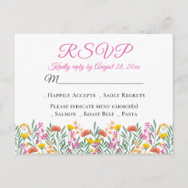 Cartão Postal De Convite Boho Wildflower Primavera Floral Wedding RSVP