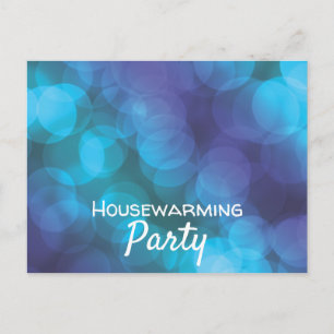 Cartão Postal De Convite Bokeh Lights, Blue Spot House Party