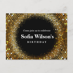 Cartão Postal De Convite Bola de discoteca Aniversário