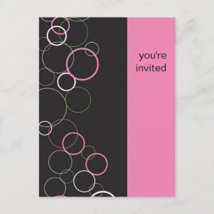 Cartão Postal De Convite Bolhas de Champanhe no Cartão-Postal Preto