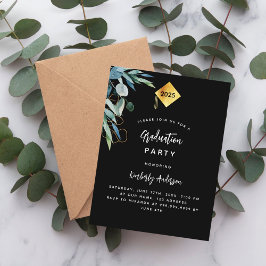 Cartão Postal De Convite Boné de ouro verde preto 2025