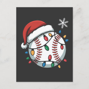 Cartão Postal De Convite Boneco de Neve Beisebol Natal Papai Noel Beisebol 