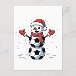 Cartão Postal De Convite Boneco de Neve Futebol Natal Papai Noel Beisebol E