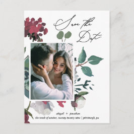 Cartão Postal De Convite Bonito Floral Watercolor Buquê Salvar a Data